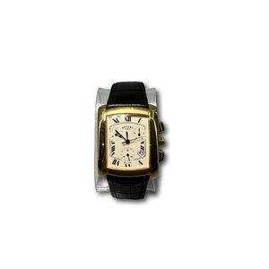 Rotary Elite Gents Chronograph Watch Quartz 38mm Vintage Timeless Black Leather